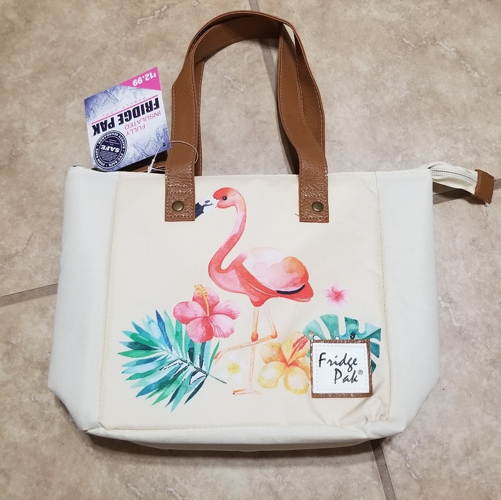 Fridge Pak Tropical Flamingo Print Fully Insulated Lunch Tote
